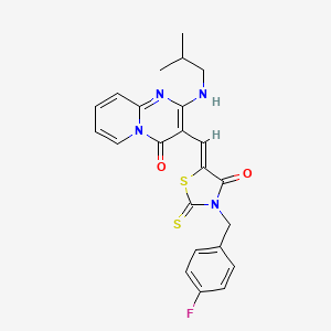 molecular formula C23H21FN4O2S2 B11126338 3-{(Z)-[3-(4-fluorobenzyl)-4-oxo-2-thioxo-1,3-thiazolidin-5-ylidene]methyl}-2-[(2-methylpropyl)amino]-4H-pyrido[1,2-a]pyrimidin-4-one 