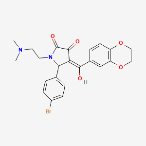 molecular formula C23H23BrN2O5 B11126348 (4E)-5-(4-bromophenyl)-4-[2,3-dihydro-1,4-benzodioxin-6-yl(hydroxy)methylidene]-1-[2-(dimethylamino)ethyl]pyrrolidine-2,3-dione 