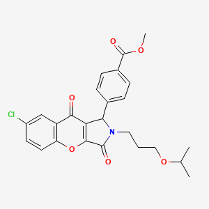 molecular formula C25H24ClNO6 B11126362 Methyl 4-{7-chloro-3,9-dioxo-2-[3-(propan-2-yloxy)propyl]-1,2,3,9-tetrahydrochromeno[2,3-c]pyrrol-1-yl}benzoate 