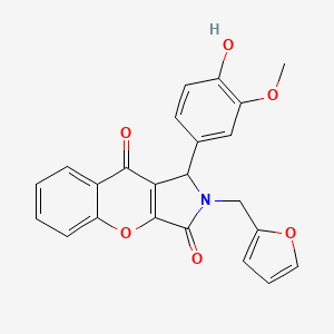 molecular formula C23H17NO6 B11126382 2-(Furan-2-ylmethyl)-1-(4-hydroxy-3-methoxyphenyl)-1,2-dihydrochromeno[2,3-c]pyrrole-3,9-dione 