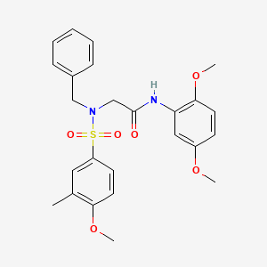 molecular formula C25H28N2O6S B11126401 N~2~-benzyl-N-(2,5-dimethoxyphenyl)-N~2~-[(4-methoxy-3-methylphenyl)sulfonyl]glycinamide 