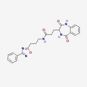 molecular formula C23H23N5O4 B11126414 3-(2,5-dioxo-2,3,4,5-tetrahydro-1H-1,4-benzodiazepin-3-yl)-N-[3-(3-phenyl-1,2,4-oxadiazol-5-yl)propyl]propanamide 