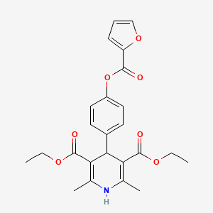 molecular formula C24H25NO7 B11126433 Diethyl 4-{4-[(2-furylcarbonyl)oxy]phenyl}-2,6-dimethyl-1,4-dihydro-3,5-pyridinedicarboxylate 