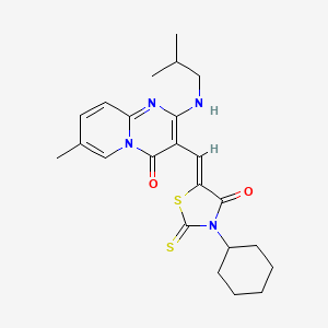 molecular formula C23H28N4O2S2 B11126448 3-[(Z)-(3-cyclohexyl-4-oxo-2-thioxo-1,3-thiazolidin-5-ylidene)methyl]-7-methyl-2-[(2-methylpropyl)amino]-4H-pyrido[1,2-a]pyrimidin-4-one 