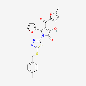 (4E)-5-(furan-2-yl)-4-[hydroxy(5-methylfuran-2-yl)methylidene]-1-{5-[(4-methylbenzyl)sulfanyl]-1,3,4-thiadiazol-2-yl}pyrrolidine-2,3-dione