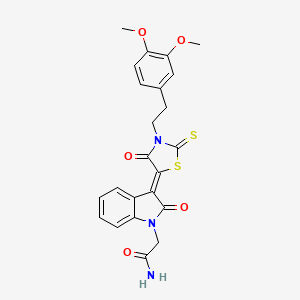 molecular formula C23H21N3O5S2 B11126463 2-((3Z)-3-{3-[2-(3,4-Dimethoxyphenyl)ethyl]-4-oxo-2-thioxo-1,3-thiazolidin-5-ylidene}-2-oxo-2,3-dihydro-1H-indol-1-YL)acetamide 