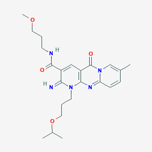 molecular formula C23H31N5O4 B11126486 6-imino-N-(3-methoxypropyl)-13-methyl-2-oxo-7-(3-propan-2-yloxypropyl)-1,7,9-triazatricyclo[8.4.0.03,8]tetradeca-3(8),4,9,11,13-pentaene-5-carboxamide 