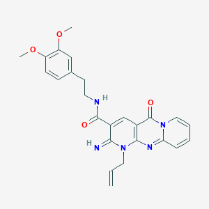 N-[2-(3,4-dimethoxyphenyl)ethyl]-6-imino-2-oxo-7-prop-2-enyl-1,7,9-triazatricyclo[8.4.0.03,8]tetradeca-3(8),4,9,11,13-pentaene-5-carboxamide