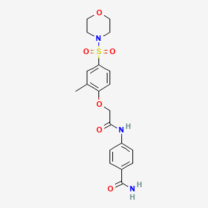 molecular formula C20H23N3O6S B11126494 4-({[2-Methyl-4-(morpholin-4-ylsulfonyl)phenoxy]acetyl}amino)benzamide 