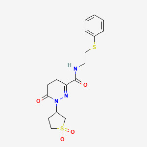 molecular formula C17H21N3O4S2 B11126508 1-(1,1-dioxidotetrahydrothiophen-3-yl)-6-oxo-N-[2-(phenylsulfanyl)ethyl]-1,4,5,6-tetrahydropyridazine-3-carboxamide 