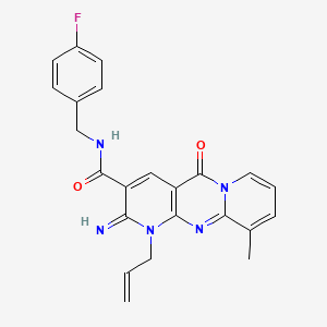 N-[(4-fluorophenyl)methyl]-6-imino-11-methyl-2-oxo-7-prop-2-enyl-1,7,9-triazatricyclo[8.4.0.03,8]tetradeca-3(8),4,9,11,13-pentaene-5-carboxamide