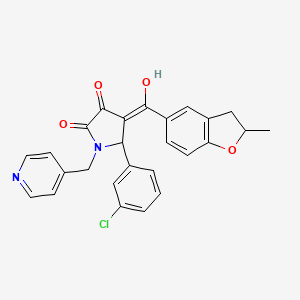 molecular formula C26H21ClN2O4 B11126553 5-(3-chlorophenyl)-3-hydroxy-4-[(2-methyl-2,3-dihydro-1-benzofuran-5-yl)carbonyl]-1-(pyridin-4-ylmethyl)-1,5-dihydro-2H-pyrrol-2-one 