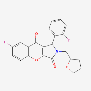 molecular formula C22H17F2NO4 B11126559 7-Fluoro-1-(2-fluorophenyl)-2-(tetrahydrofuran-2-ylmethyl)-1,2-dihydrochromeno[2,3-c]pyrrole-3,9-dione 