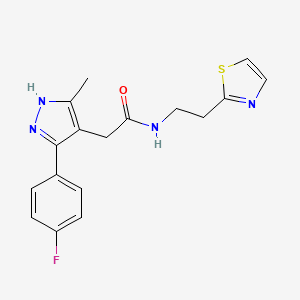 2-[5-(4-fluorophenyl)-3-methyl-1H-pyrazol-4-yl]-N-[2-(1,3-thiazol-2-yl)ethyl]acetamide