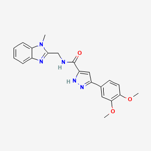 molecular formula C21H21N5O3 B11126592 5-(3,4-dimethoxyphenyl)-N-[(1-methyl-1H-benzimidazol-2-yl)methyl]-1H-pyrazole-3-carboxamide 