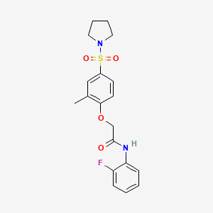 molecular formula C19H21FN2O4S B11126606 N-(2-fluorophenyl)-2-[2-methyl-4-(pyrrolidin-1-ylsulfonyl)phenoxy]acetamide 