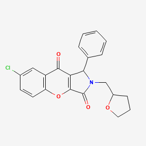 molecular formula C22H18ClNO4 B11126620 7-Chloro-1-phenyl-2-(tetrahydrofuran-2-ylmethyl)-1,2-dihydrochromeno[2,3-c]pyrrole-3,9-dione 