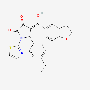 molecular formula C25H22N2O4S B11126624 5-(4-ethylphenyl)-3-hydroxy-4-[(2-methyl-2,3-dihydro-1-benzofuran-5-yl)carbonyl]-1-(1,3-thiazol-2-yl)-1,5-dihydro-2H-pyrrol-2-one 