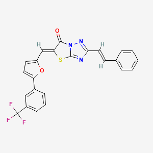 molecular formula C24H14F3N3O2S B11126634 (5Z)-2-[(E)-2-phenylethenyl]-5-({5-[3-(trifluoromethyl)phenyl]furan-2-yl}methylidene)[1,3]thiazolo[3,2-b][1,2,4]triazol-6(5H)-one 