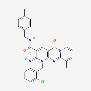 7-[(2-chlorophenyl)methyl]-6-imino-11-methyl-N-[(4-methylphenyl)methyl]-2-oxo-1,7,9-triazatricyclo[8.4.0.0^{3,8}]tetradeca-3(8),4,9,11,13-pentaene-5-carboxamide