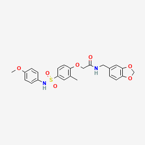 molecular formula C24H24N2O7S B11126659 N-(1,3-benzodioxol-5-ylmethyl)-2-{4-[(4-methoxyphenyl)sulfamoyl]-2-methylphenoxy}acetamide 