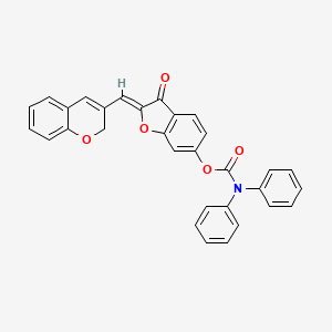 molecular formula C31H21NO5 B11126685 (2Z)-2-(2H-chromen-3-ylmethylidene)-3-oxo-2,3-dihydro-1-benzofuran-6-yl diphenylcarbamate 