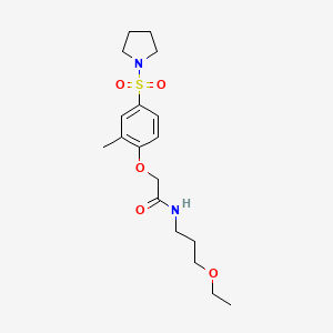 molecular formula C18H28N2O5S B11126732 N-(3-ethoxypropyl)-2-[2-methyl-4-(pyrrolidin-1-ylsulfonyl)phenoxy]acetamide 