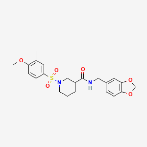 molecular formula C22H26N2O6S B11126739 N-(1,3-benzodioxol-5-ylmethyl)-1-[(4-methoxy-3-methylphenyl)sulfonyl]piperidine-3-carboxamide 