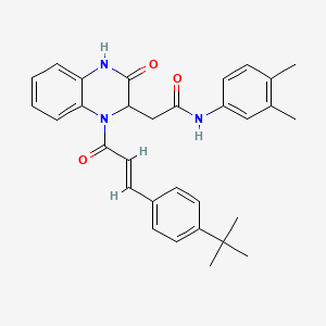 molecular formula C31H33N3O3 B11126791 2-{1-[(2E)-3-(4-tert-butylphenyl)prop-2-enoyl]-3-oxo-1,2,3,4-tetrahydroquinoxalin-2-yl}-N-(3,4-dimethylphenyl)acetamide 