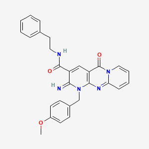 6-imino-7-[(4-methoxyphenyl)methyl]-2-oxo-N-(2-phenylethyl)-1,7,9-triazatricyclo[8.4.0.03,8]tetradeca-3(8),4,9,11,13-pentaene-5-carboxamide