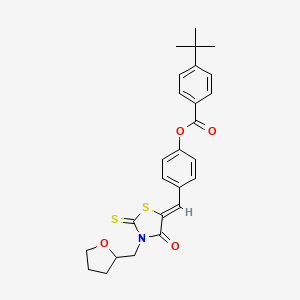 4-{(Z)-[4-oxo-3-(tetrahydrofuran-2-ylmethyl)-2-thioxo-1,3-thiazolidin-5-ylidene]methyl}phenyl 4-tert-butylbenzoate