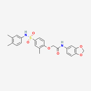 molecular formula C24H24N2O6S B11126817 N-(1,3-benzodioxol-5-yl)-2-{4-[(3,4-dimethylphenyl)sulfamoyl]-2-methylphenoxy}acetamide 