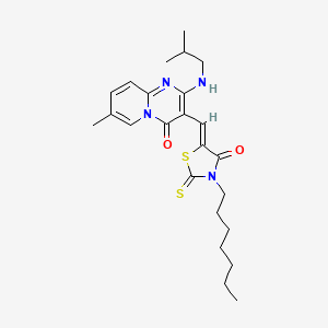 molecular formula C24H32N4O2S2 B11126826 3-[(Z)-(3-heptyl-4-oxo-2-thioxo-1,3-thiazolidin-5-ylidene)methyl]-7-methyl-2-[(2-methylpropyl)amino]-4H-pyrido[1,2-a]pyrimidin-4-one 