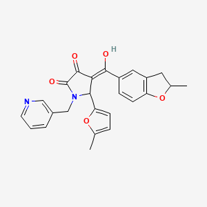 molecular formula C25H22N2O5 B11126835 3-hydroxy-4-[(2-methyl-2,3-dihydro-1-benzofuran-5-yl)carbonyl]-5-(5-methylfuran-2-yl)-1-(pyridin-3-ylmethyl)-1,5-dihydro-2H-pyrrol-2-one 