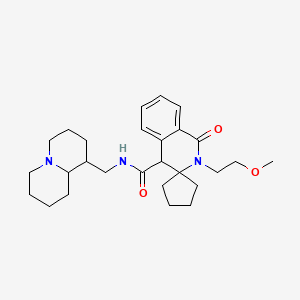 molecular formula C27H39N3O3 B11126836 2'-(2-Methoxyethyl)-N-[(octahydro-1H-quinolizin-1-YL)methyl]-1'-oxo-2',4'-dihydro-1'H-spiro[cyclopentane-1,3'-isoquinoline]-4'-carboxamide 