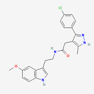 2-[5-(4-chlorophenyl)-3-methyl-1H-pyrazol-4-yl]-N-[2-(5-methoxy-1H-indol-3-yl)ethyl]acetamide