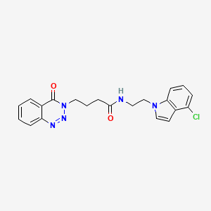 molecular formula C21H20ClN5O2 B11126861 N-[2-(4-chloro-1H-indol-1-yl)ethyl]-4-(4-oxo-1,2,3-benzotriazin-3(4H)-yl)butanamide 