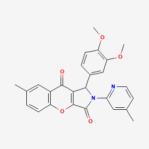 molecular formula C26H22N2O5 B11126873 1-(3,4-Dimethoxyphenyl)-7-methyl-2-(4-methylpyridin-2-yl)-1,2-dihydrochromeno[2,3-c]pyrrole-3,9-dione 