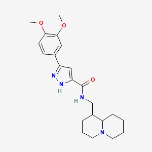 molecular formula C22H30N4O3 B11126877 5-(3,4-dimethoxyphenyl)-N-(octahydro-2H-quinolizin-1-ylmethyl)-1H-pyrazole-3-carboxamide 