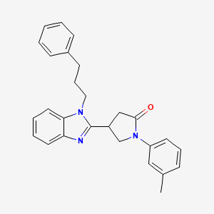 molecular formula C27H27N3O B11126895 1-(3-methylphenyl)-4-[1-(3-phenylpropyl)-1H-benzimidazol-2-yl]pyrrolidin-2-one 