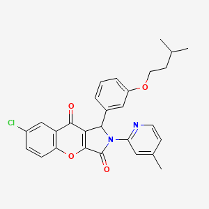 molecular formula C28H25ClN2O4 B11126905 7-Chloro-1-[3-(3-methylbutoxy)phenyl]-2-(4-methylpyridin-2-yl)-1,2-dihydrochromeno[2,3-c]pyrrole-3,9-dione 