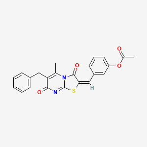 3-[(E)-(6-benzyl-5-methyl-3,7-dioxo-7H-[1,3]thiazolo[3,2-a]pyrimidin-2(3H)-ylidene)methyl]phenyl acetate