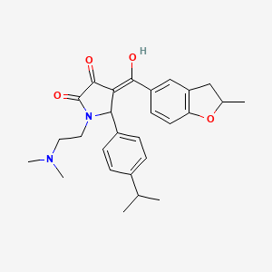 molecular formula C27H32N2O4 B11126944 1-[2-(dimethylamino)ethyl]-3-hydroxy-4-[(2-methyl-2,3-dihydro-1-benzofuran-5-yl)carbonyl]-5-[4-(propan-2-yl)phenyl]-1,5-dihydro-2H-pyrrol-2-one 