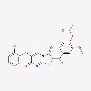 4-{(E)-[6-(2-chlorobenzyl)-5-methyl-3,7-dioxo-7H-[1,3]thiazolo[3,2-a]pyrimidin-2(3H)-ylidene]methyl}-2-methoxyphenyl acetate