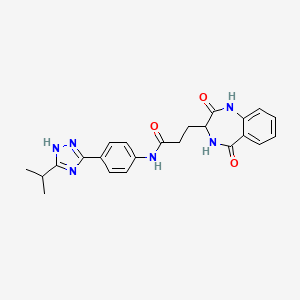 molecular formula C23H24N6O3 B11126981 3-(2,5-dioxo-2,3,4,5-tetrahydro-1H-1,4-benzodiazepin-3-yl)-N-{4-[3-(propan-2-yl)-1H-1,2,4-triazol-5-yl]phenyl}propanamide 