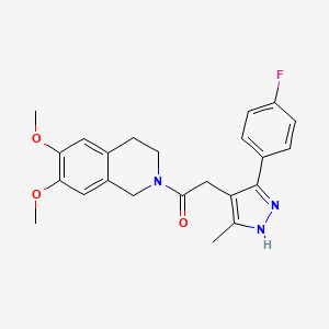 1-(6,7-dimethoxy-3,4-dihydroisoquinolin-2(1H)-yl)-2-[5-(4-fluorophenyl)-3-methyl-1H-pyrazol-4-yl]ethanone