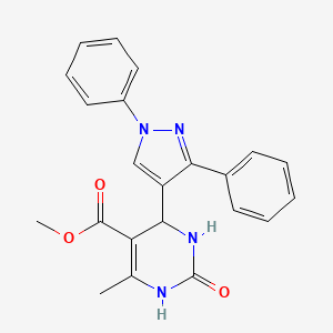 molecular formula C22H20N4O3 B11127008 methyl 4-(1,3-diphenyl-1H-pyrazol-4-yl)-6-methyl-2-oxo-1,2,3,4-tetrahydropyrimidine-5-carboxylate 