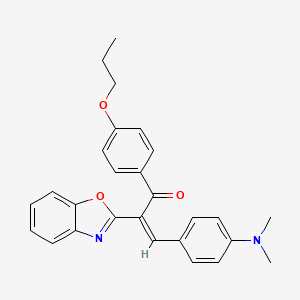 molecular formula C27H26N2O3 B11127015 (2Z)-2-(1,3-benzoxazol-2-yl)-3-[4-(dimethylamino)phenyl]-1-(4-propoxyphenyl)prop-2-en-1-one 