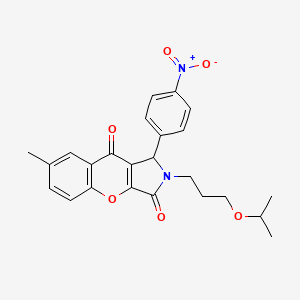 molecular formula C24H24N2O6 B11127020 7-Methyl-1-(4-nitrophenyl)-2-[3-(propan-2-yloxy)propyl]-1,2-dihydrochromeno[2,3-c]pyrrole-3,9-dione 