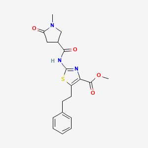 Methyl 2-{[(1-methyl-5-oxopyrrolidin-3-yl)carbonyl]amino}-5-(2-phenylethyl)-1,3-thiazole-4-carboxylate